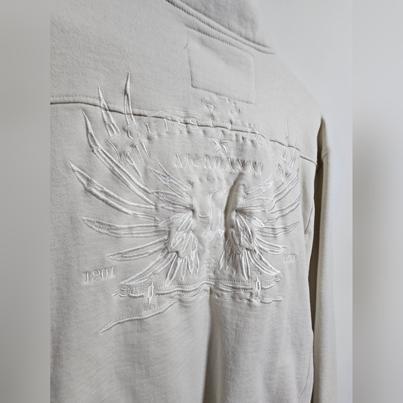 Guess Men's Embroidered Cream zip up Jacket. XL - Picture 3 of 7